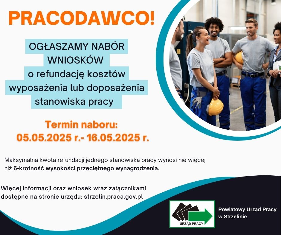 Zdjęcie artykułu Nabór wniosków o refundację kosztów wyposażenia lub doposażenia stanowiska pracy 2025
