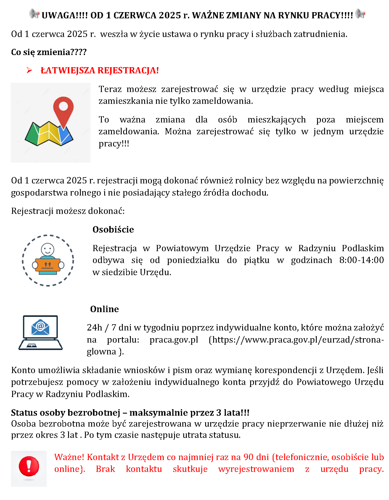 Zdjęcie artykułu UWAGA !! OD 1 CZERWCA 2025 r. WAŻNE ZMIANY NA RYNKU PRACY!!
