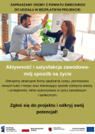 Zdjęcie artykułu Rekrutacja do projektu "Aktywność i satysfakcja zawodowa - mój sposób na życie"